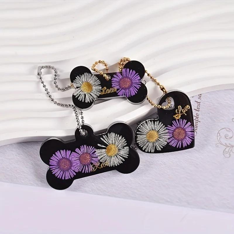 DIY Epoxy Resin Dog Tag Silicone Mold Resin Keychain Moulds Dog Bone Tag Silicone Moulds Round Tag Epoxy Moulds Love Heart Mould