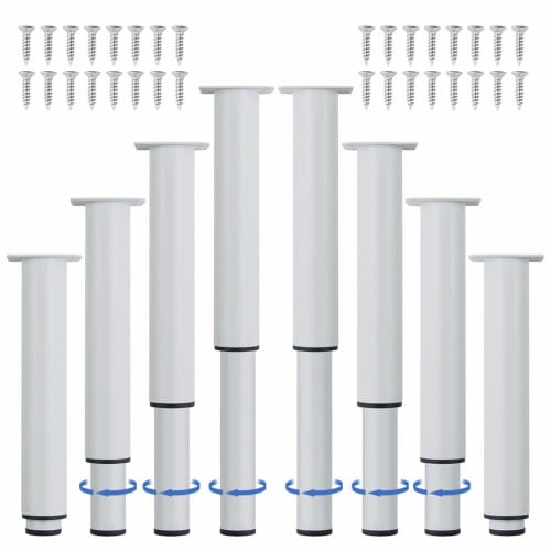 XINMEIWEN 8-Pack Adjustable Metal Furniture Legs, 10-16.5 Inch, Heavy-Duty Cabinet Feet Legs, Bed Center Frame Slat Support Legs, with 16 Screws for T