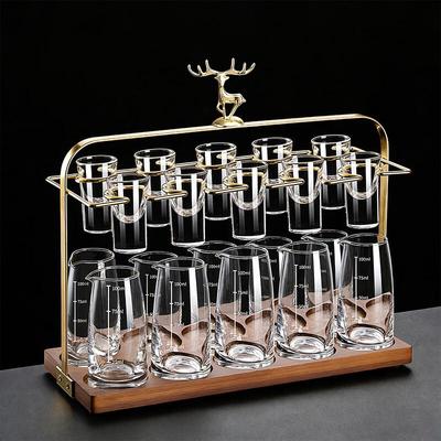 Handun Baijiu Glass Dispenser and Cup Set with Elk Rack