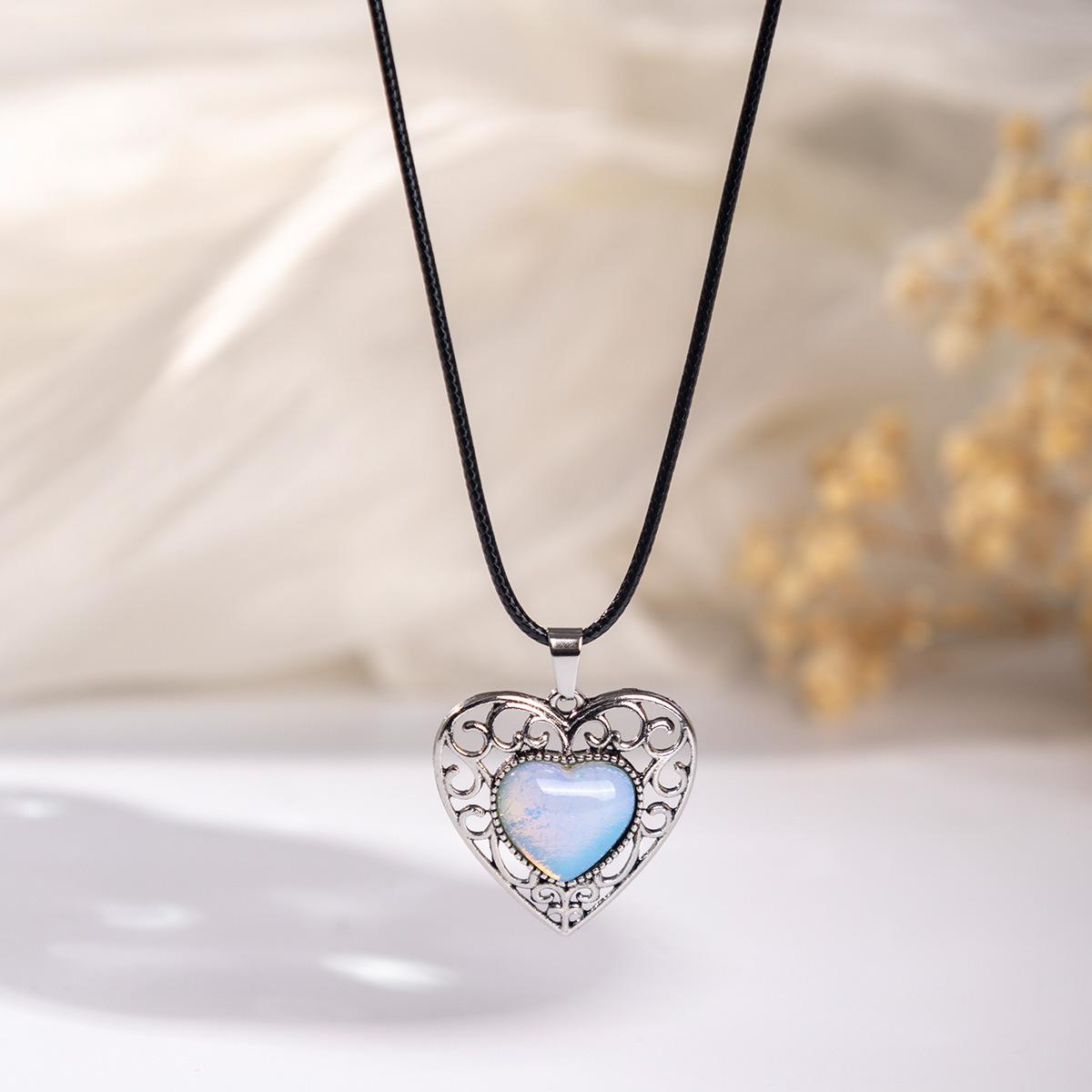 Natural crystal pendant, pink crystal, Dongling, hollowed out heart-shaped necklace, jewelry,Christmas gift, Stocking stuffers, Valentine s Day gift