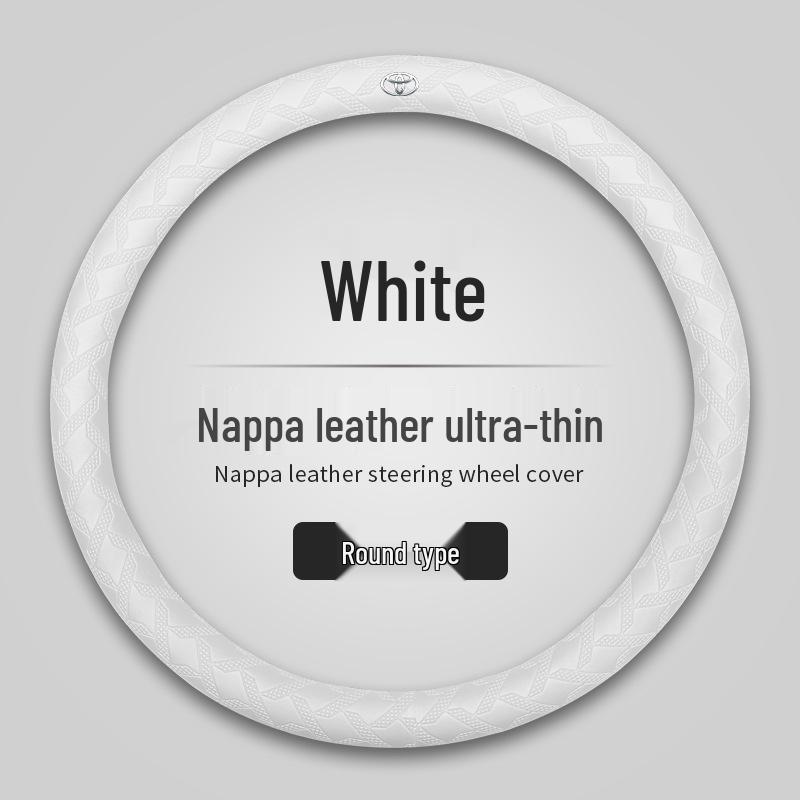 Toyota Nappa Leather Texture Steering Wheel Cover, 3D Non-slip, Sweat-absorbent, Wear-resistant, Ultra-thin Design.