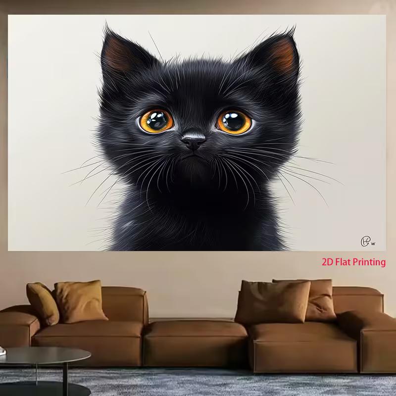 2D Cute Black Kitten Backdrop Pet Lovers Photography Decoration