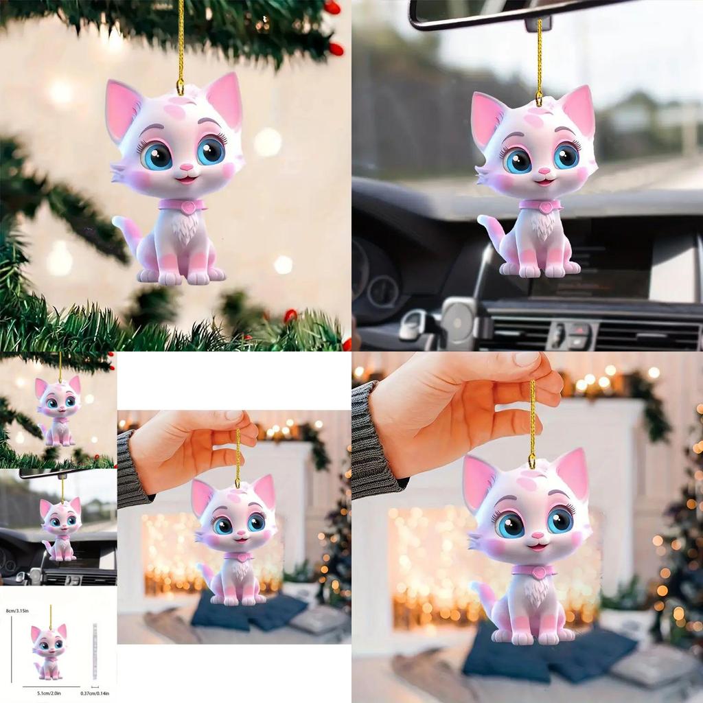 Adorable Pink Acrylic Cartoon Style Car Hanging Decoration For Trendy Vehicle Decor