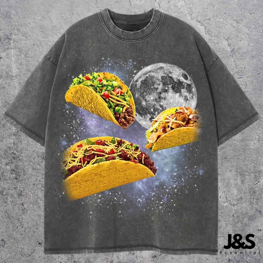 Three Taco Moon Shirt, Funny Mexican Food T-shirt, Retro Galaxy Taco Tee, Unique Celestial Snack Top, Cosmic Fast Food Gift