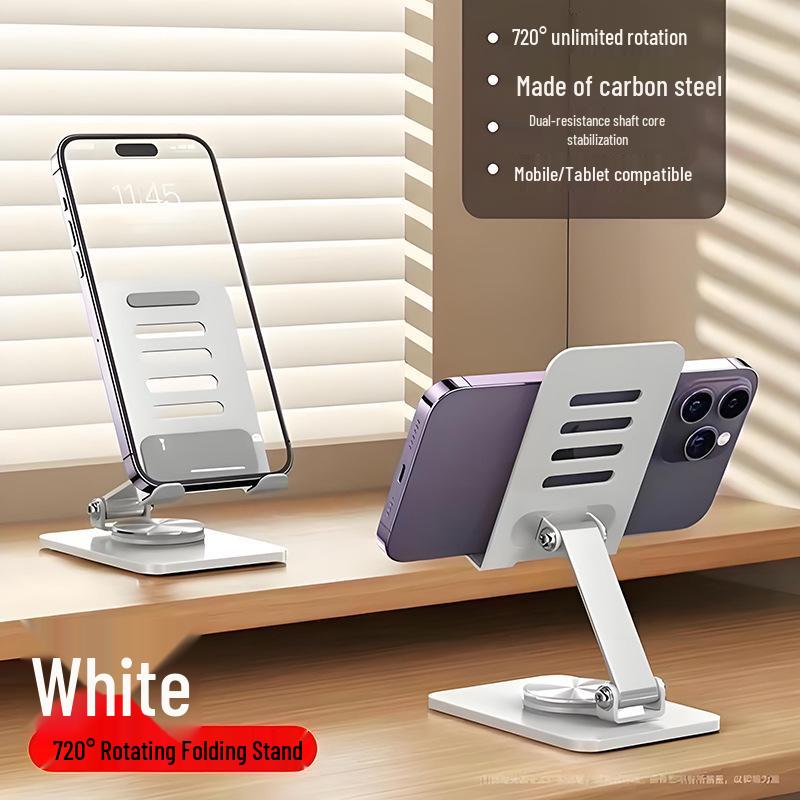 

Rotating Folding Desktop Metal Stand for Phones/Tablets - Supports Binge-Watching & Streaming