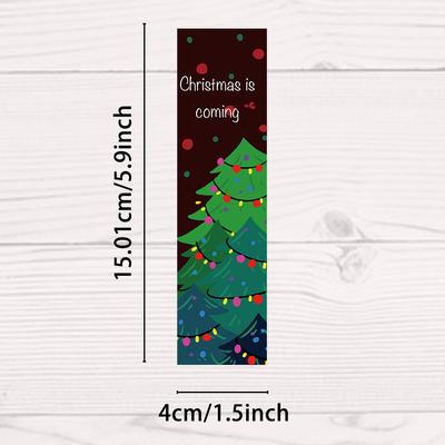 30PCS Happy Christmas Bookmark Art Cartoon Reading Books Aesthetic Cafe Phone Guka Bicycle Motorcycle Waterproof Bookmarks
