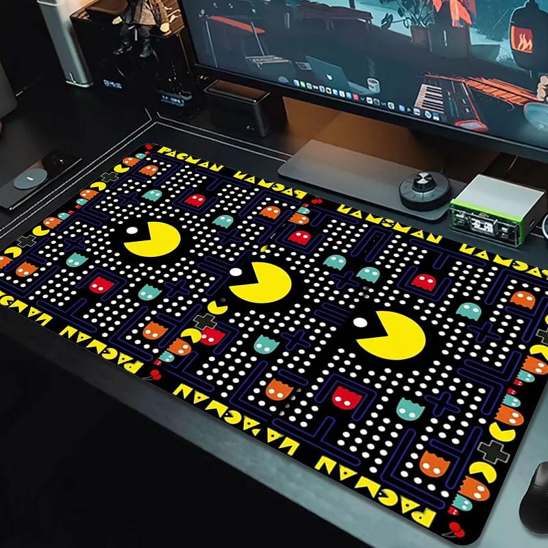 Pac-Man Large Size Mouse Pad Large Gaming Table Cushion Non-slip Laptop Tablet Big Mousepad XXL Mat Mini PC Playmat With Lock Edge