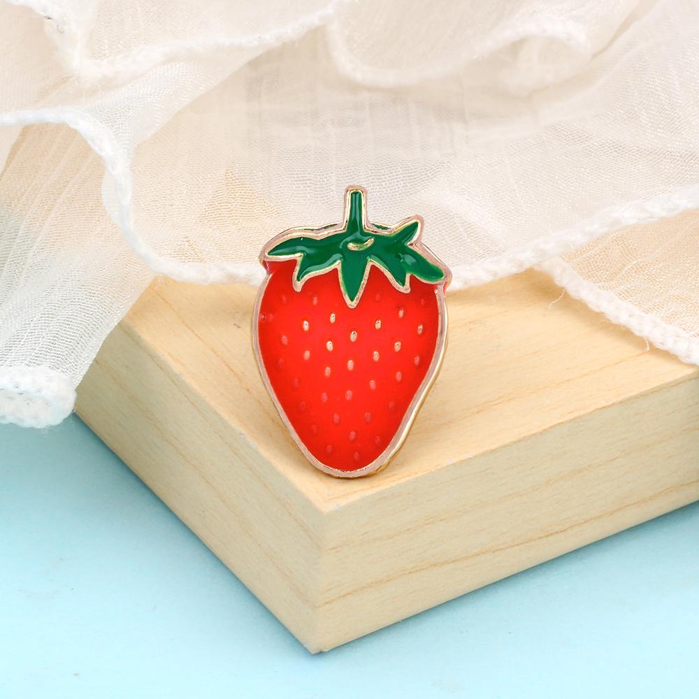 

Красная клубничная рубашка лацканный значок сладкая вкусная вишня эмалевые броши летние свежие фрукты значок на сумку ювелирное украшение подарок для друзей детей