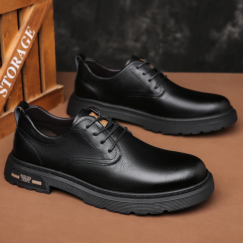 Men's Shoes Autumn Formal Men's Big Head Leather Shoes Platform Soles Casual Retro Low-top Martin Shoes Men 2025