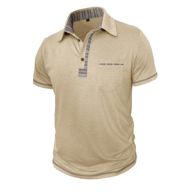 Men's Short Sleeve Polo Shirt Solid Color Casual Tops Breathable Business T-Shirt for Summer