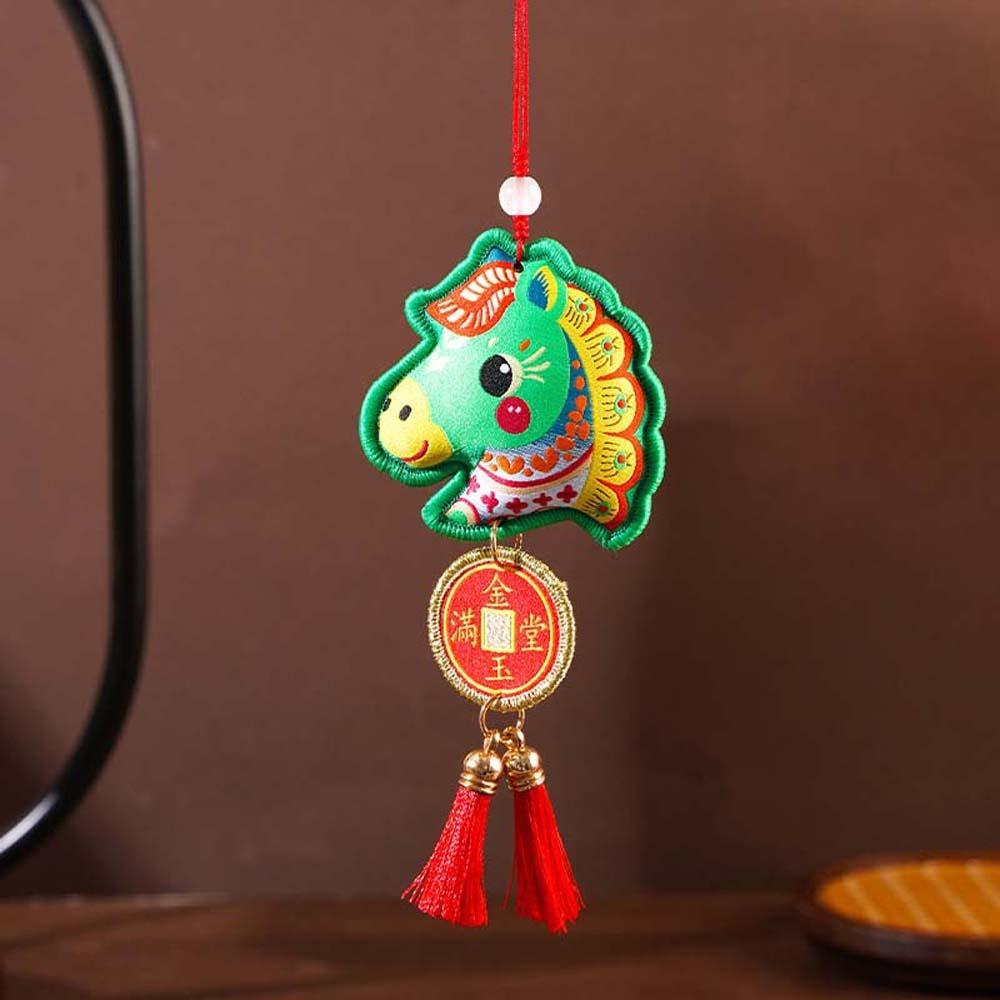 Spring Festival Pony Embroidered Pendant Tassel Car Hanging Ornaments  Festive Accessory