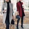 Fashion Women Winter Solid Long Sleeve Jacket Stand-up Collar Faux Wool Coat