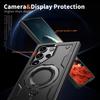 Military Armor Shockproof Case For Samsung Galaxy S22 Ultra S23 FE S24 S25 Plus 360° Rotating Stand TPU Frame Plastic Back Cover