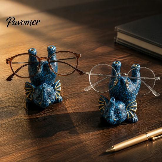 Home Storage Ornament Inverted Elephant Glasses Holder, Handmade Resin Eyeglass Stand, Spectacles Stand Retro Style Decorative Organizer for