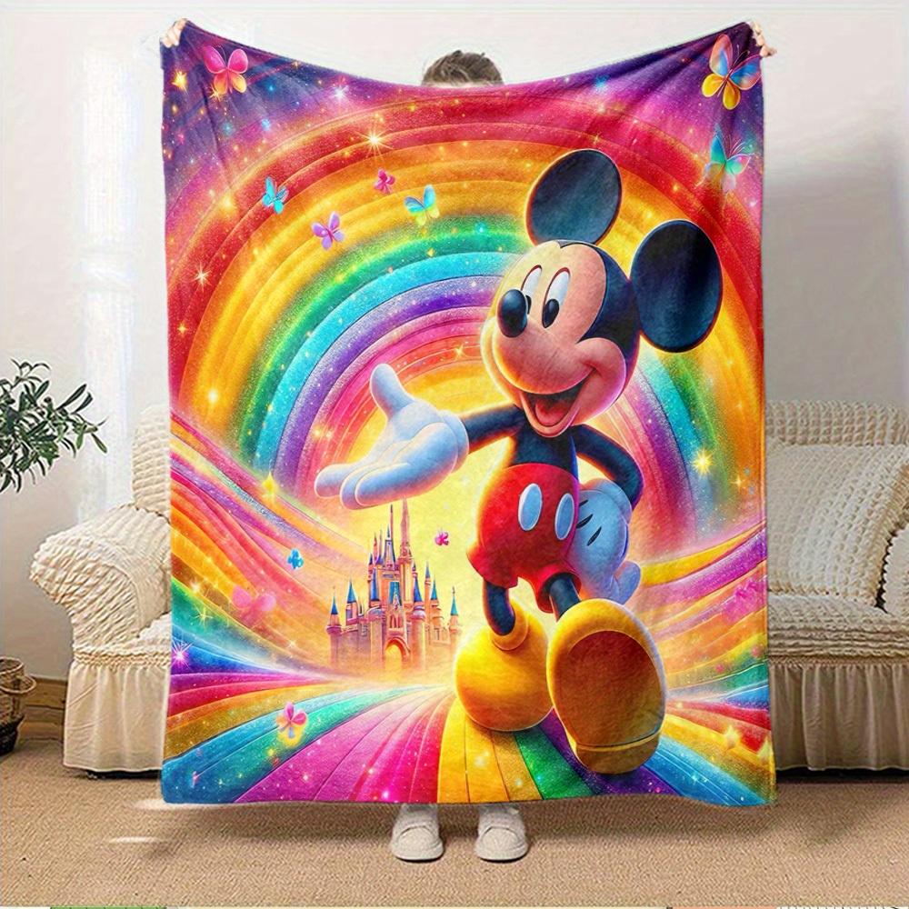 1 pc Flannel Mickey Mouse Rainbow Butterfly Bedding Throw Blanket Sofa Cover Gift Home Decoration Adults Warm Plush Coverlet 3D Printed Comf