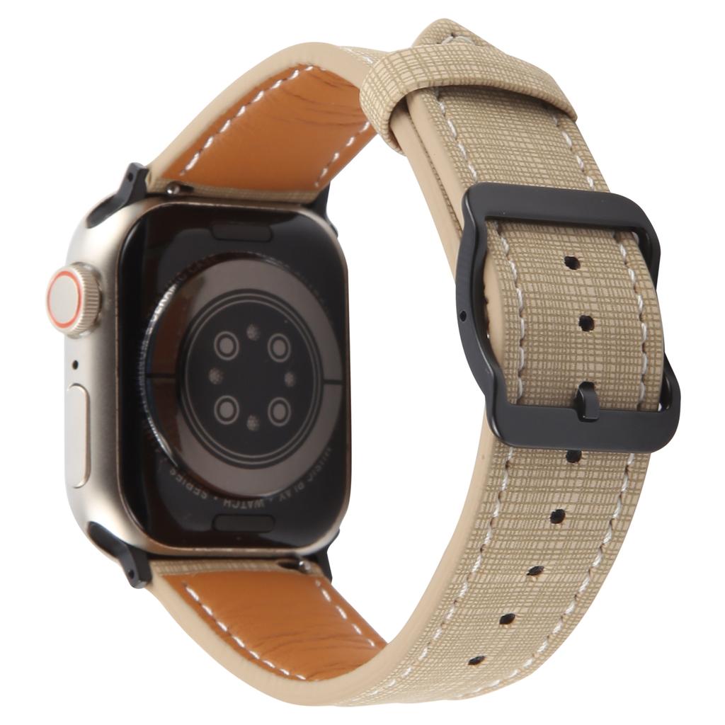 Watch Band For Apple Watch Series 10 Ultra 9 8 7 SE 6 5 4 3 2 1 46mm 49mm 45mm 44mm 42mm Checkered Pattern Day-Shaped Buckle Leather Strap