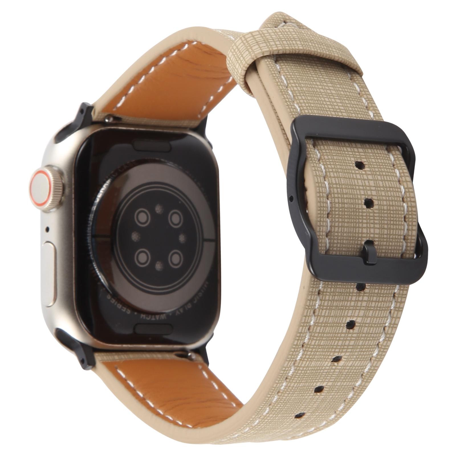 

Watch Band For Apple Watch Series 11 10 42mm/9 8 7 41mm/SE3 SE2 SE 6 5 4 40mm/3 2 1 38mm Checkered Pattern Day-Shaped Buckle Leather Strap D