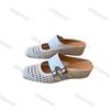Fashion Women One Word Half Slippers New Weave Breathable Mesh Hollow Sandals Outdoor Fashion Buckle Strap Height Increase Casual Shoes