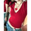 V-neck Short Sleeve Casual Women T Shirts Black Summer Skinny Sexy Solid Basic Crop Fashion Streetwear
