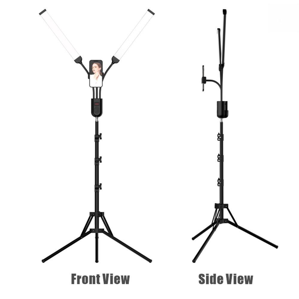 3000K/4000K/6000K 1.6M/63in Flexible 2-Arms LED Bi-color Dimmable Timer Metal Light Stand Photography Fill Light Video Light