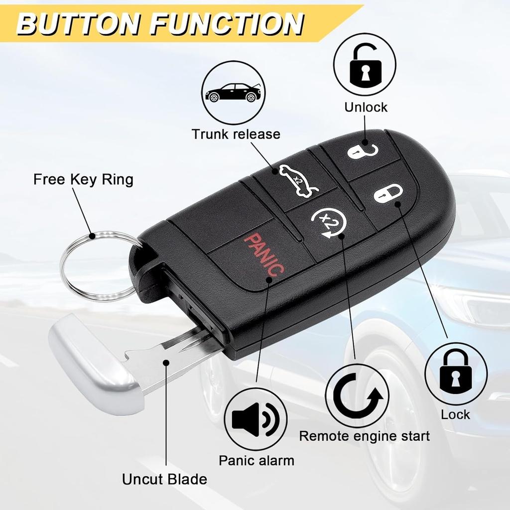 Key Fob for 2011-2018 Dodge Charger & Chrysler 300/15-18 Challenger/ 14-16 Dart Car Keyless Entry Remote Control, M3N-40821302 M3N40821302, 5 Buttons