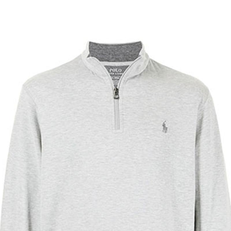 Polo Ralph Lauren FW21 Solid Logo Embroidered Half-Zip Pullover Sweatshirt Men Sweatshirt Gray 710812963-002