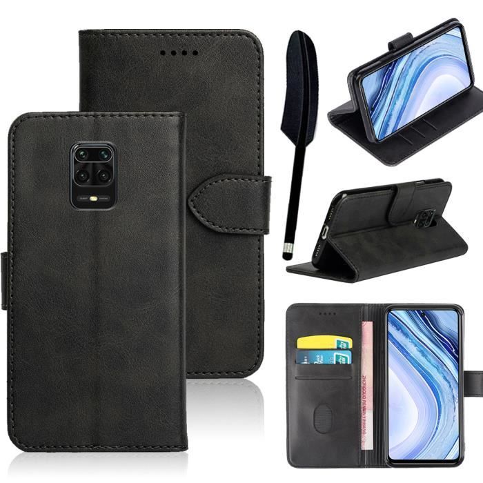 Hülle Etui Hülle - Xiaomi - Redmi Note 9S/ Note 9 Pro - PU-Leder - Schwarz - Integrierter Ständer