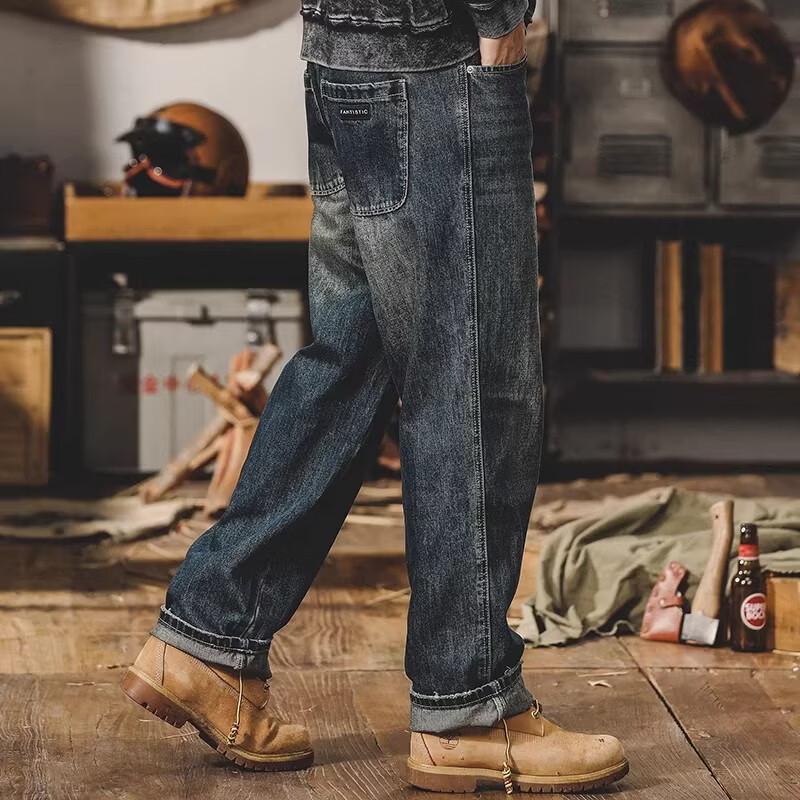 

Men s American Classic Heavyweight Loose Straight Denim Jeans 33