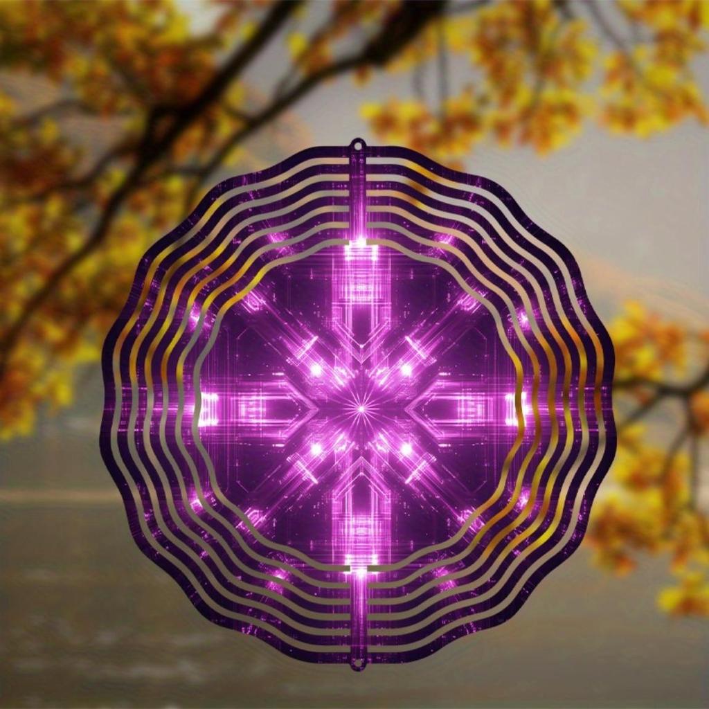 Vibrant Purple Light Metal Wind Spinner for Garden Patio Decor 360 Rotating Hook No Electricity Needed All Seasons Gift Modern Ornament