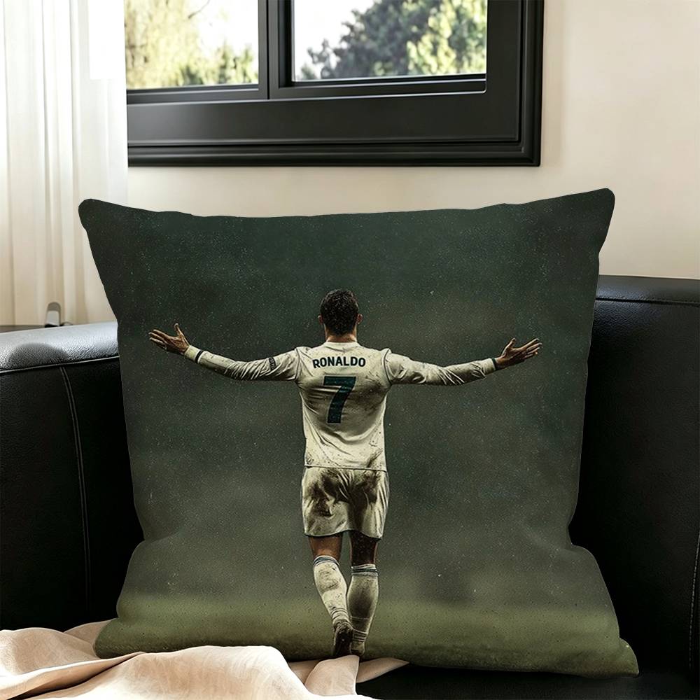 CR7-Ronaldo Football Pillow Case Square Double-Sided Sofa Cushion Cover Bedroom Bedside Pillow
