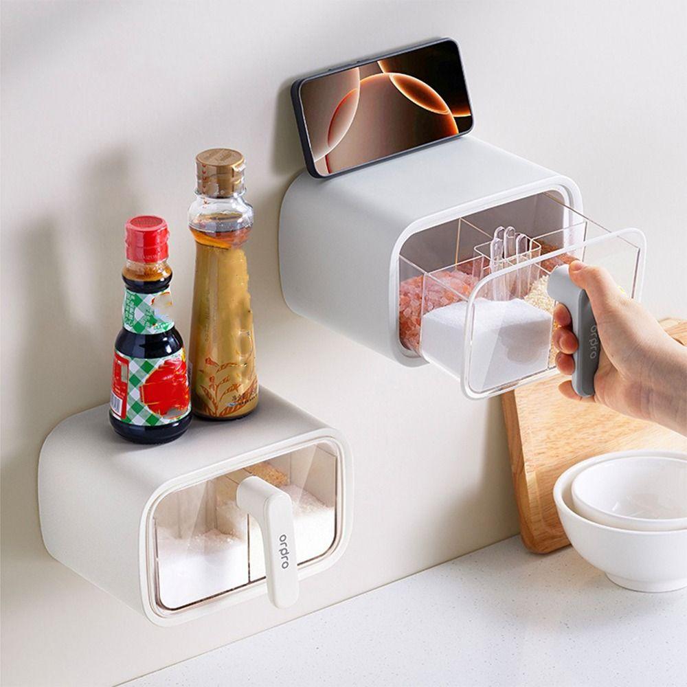 Seal Moisture-proof Seasoning Storage Box Wall Mount Seasoning Container Kitchen Supplies