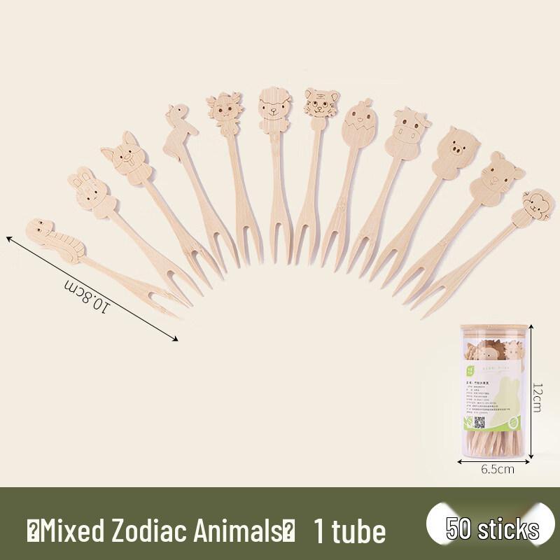 ZISIZ Disposable Bamboo Animal Fruit Picks