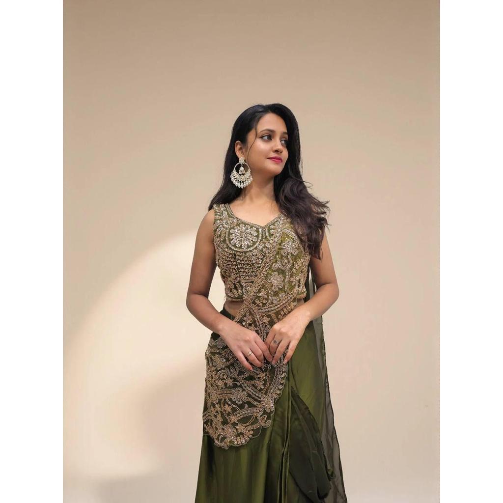 New Superhit Launch – Trending Lehenga Saree with Fully Embroidered Stylish Blouse On Rangoli Silk Fabric