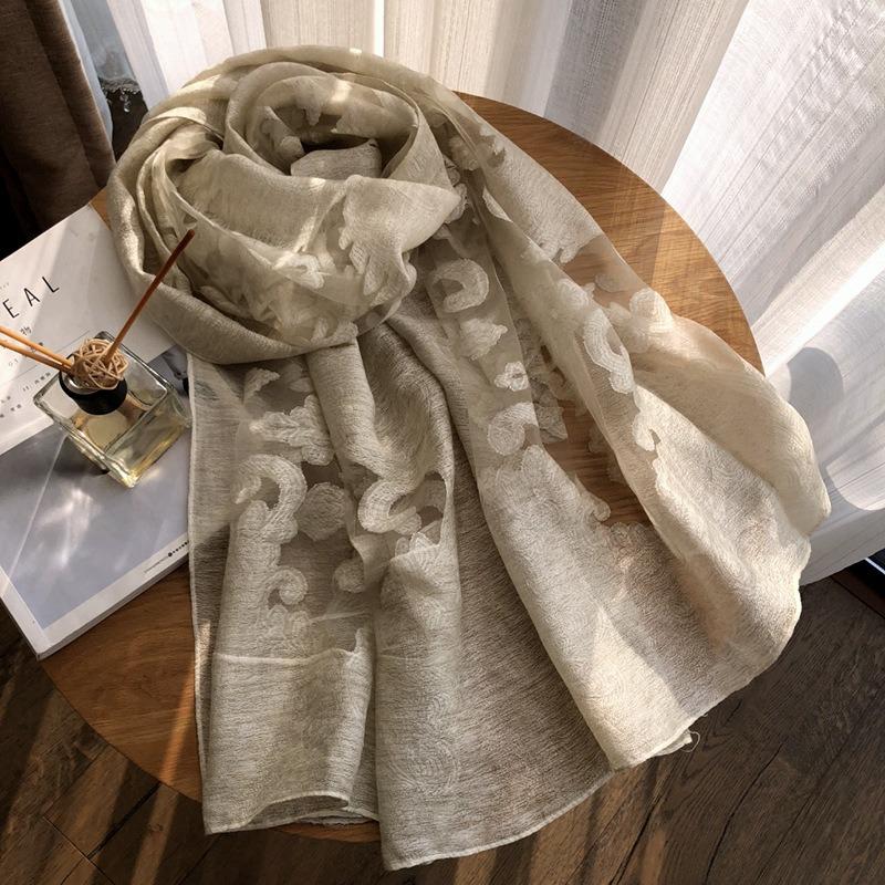 Spring/Summer New Simulated Silk Stain Dyeing Cutting Flower Thin Scarf Sunscreen Shawl