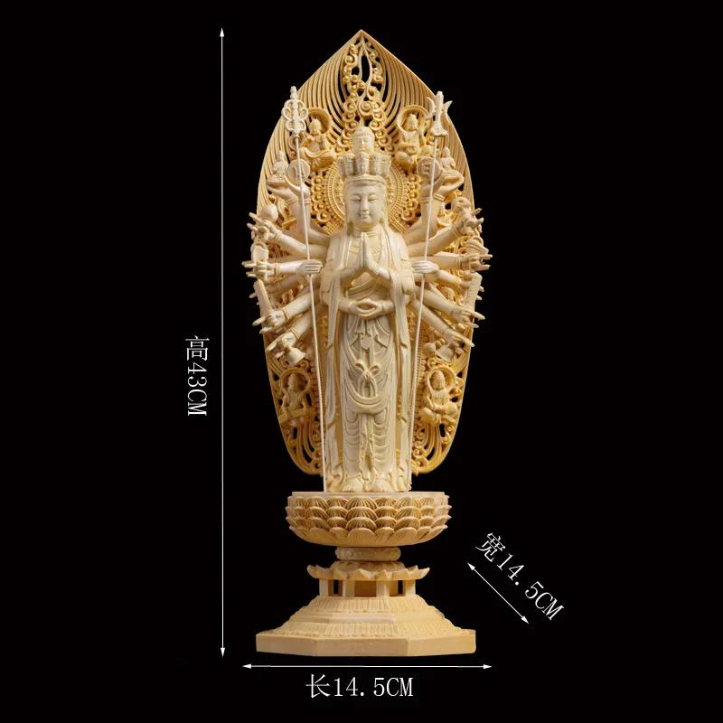 

Статуя Тысячерукой Гуань Инь, деревянная статуя Будды, резьба по дереву, большая статуя Будды, свет Будды, основание в виде цветка, основание в виде лотоса, безопасная упаковка 43X14.5X14.5cm