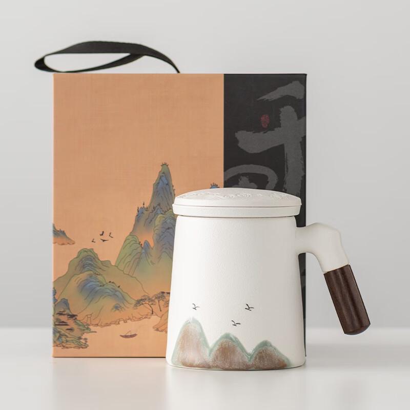 Bazi'en Traditional Chinese Ceramic Mug with Filter and Lid