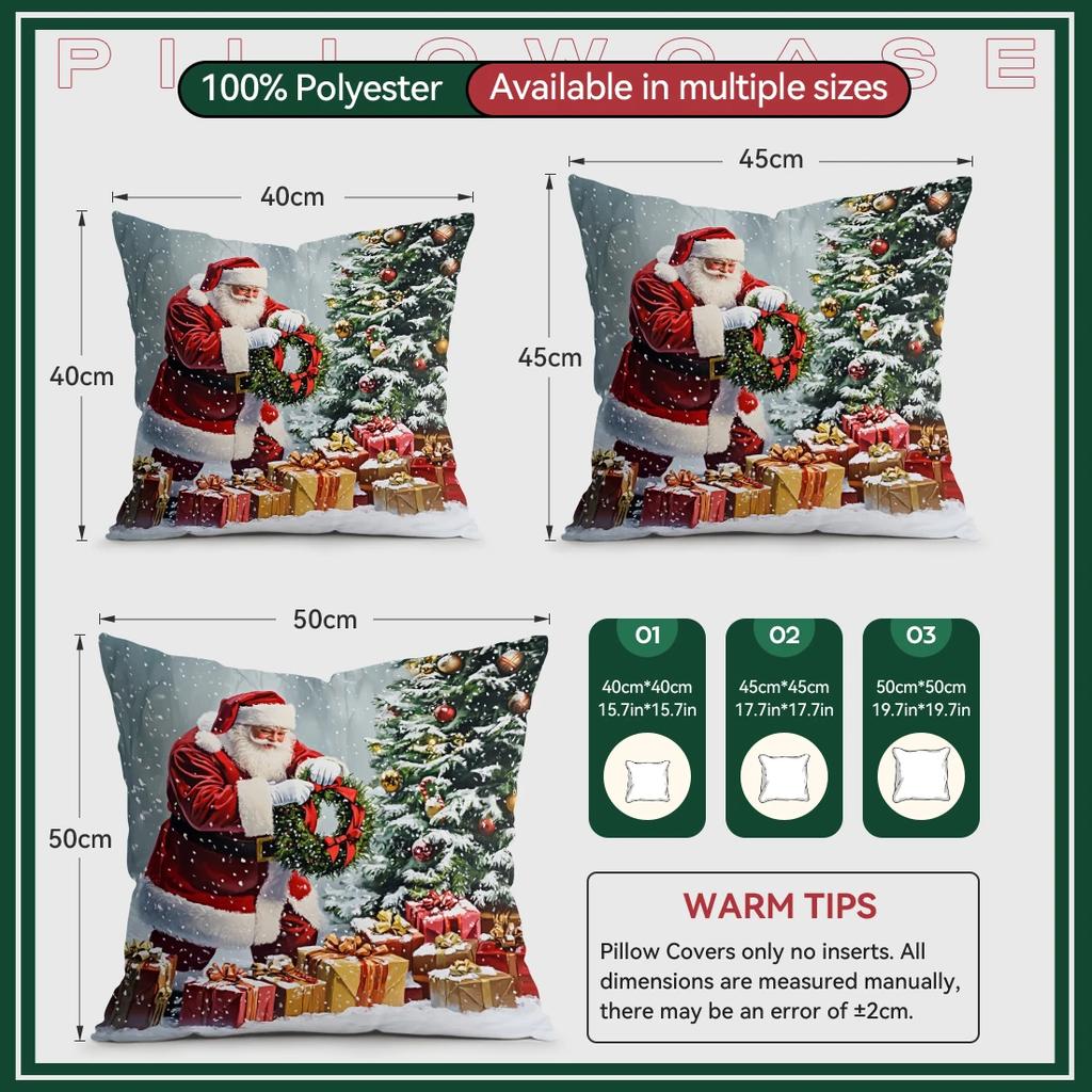 Retro Santa Claus  Gifts  Cushions Pillowcase Cushion Cover Throw Pillow Sofa Decoration Pillowcover Home Car Decor
