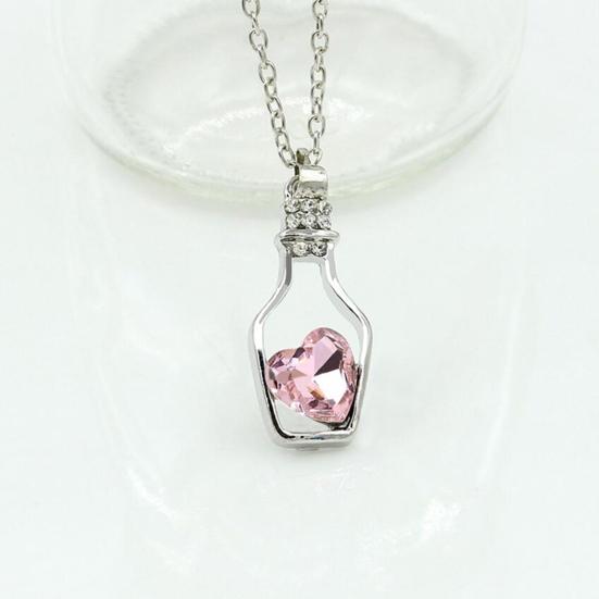 Necklace Scratch-resistant Minimalistic Alloy Heart-shaped Faux Crystal Bottle Choker Pendant Chain Women Gift