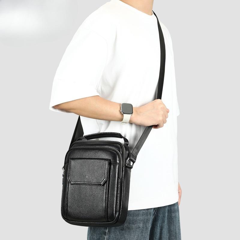 Men's Genuine Leather Single-shoulder Bag, Cowhide Business Casual Crossbody Bag, Portable Small Crossbody Bag