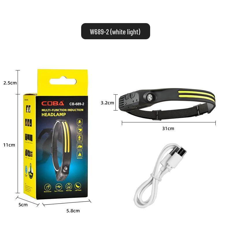 Rechargeable LED Induction Headlamp: Strong COB Light for Night Fishing and Outdoor Use