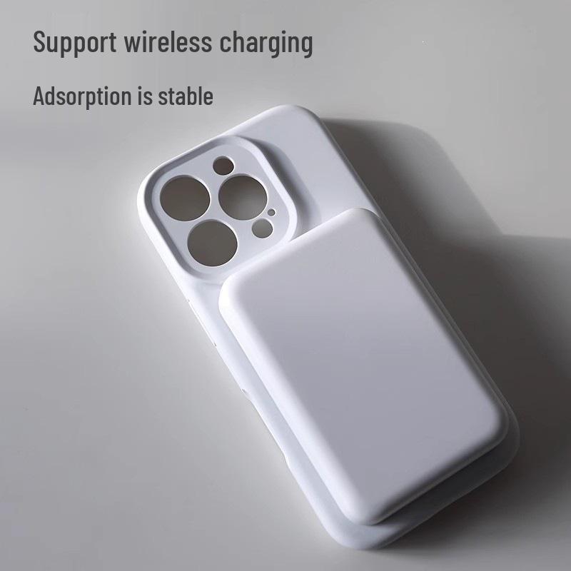Magnetische Flüssigsilikonhülle mit integriertem Kameraknopf für iPhone 17 Pro Max.