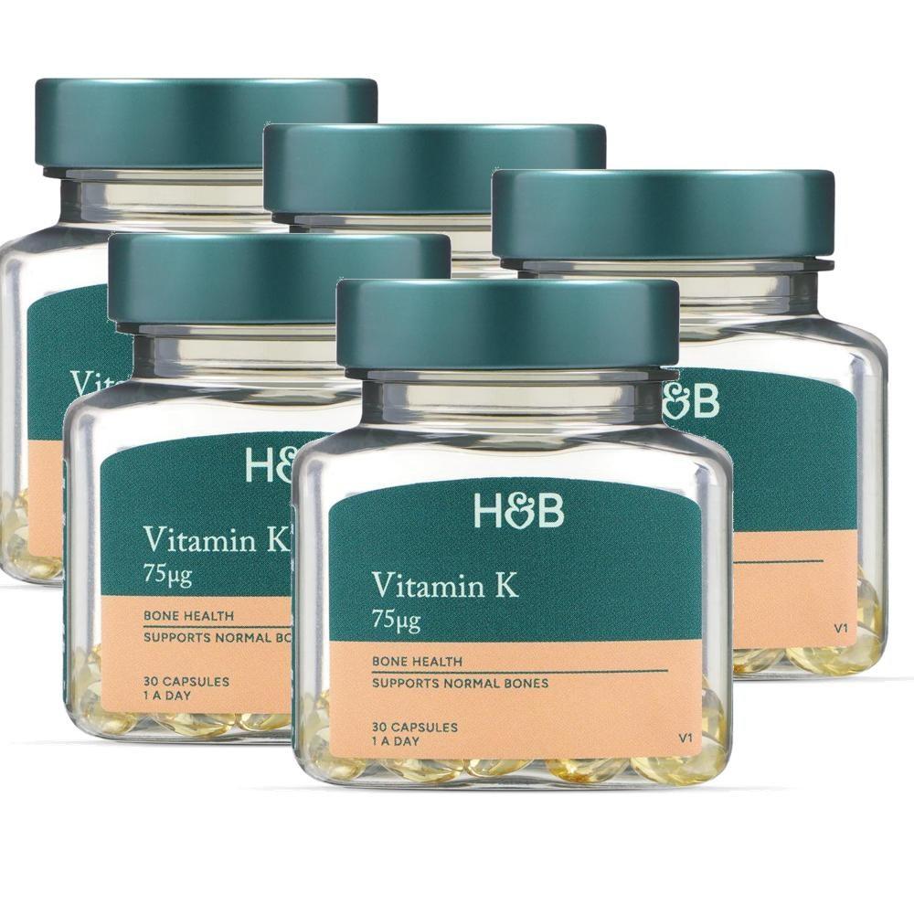 Holland & Barrett Vitamin K2 75µg Softgels & K2 5 Pcs 30 Tablets