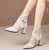 Fashion Super high heel slippers mesh women's flush boots black sandals ankle boots pointed toe parka hot sale