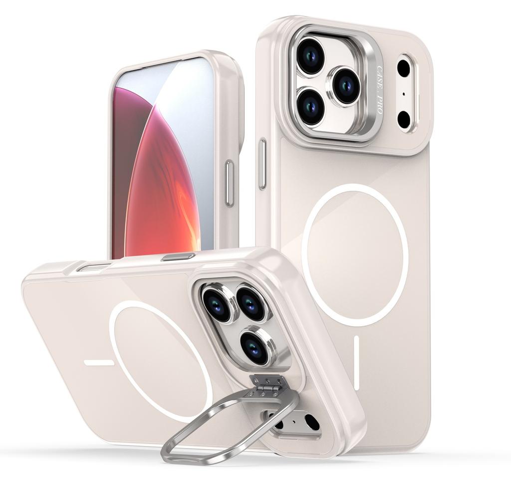 case for iphone 17 16 15 14 13 pro max Lens bracket protective cover magnetic Wireless Charging Shock Proof With Holder plain