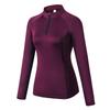 T-shirt Sportiva da Donna con Zip Collo Alto Allenamento Fitness Aderente Donna Corsa Abbigliamento Sportivo Manica Lunga Palestra Yoga Maglia