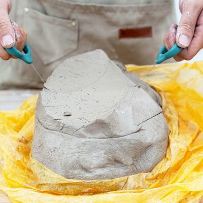 Kunststoffgriff Schlammschneidelinie Handgefertigte DIY Schlammschneideseil Stahlkabelmaterial Geeignet für die Trennung von weicher Keramikmasse