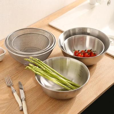 Abtropfbecken aus Edelstahl 2-teiliges Set mit Waage Aufbewahrungsbecken Sieb Reiswaschkorb Küche Obst Abtropfspülset