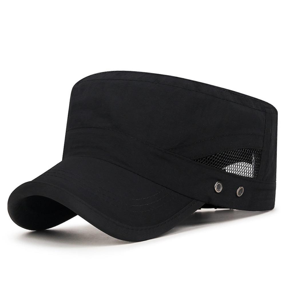 

Polyester Sun Hat Quick Drying Summer Visor Hat New Flat Peaked Cap Unisex чорний