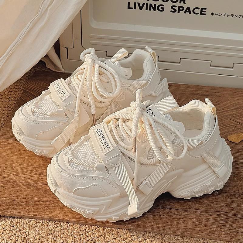 Daddy shoes women's 2025 new spring thick-soled heightening casual shoes muffin shoes little white shoes original design sense