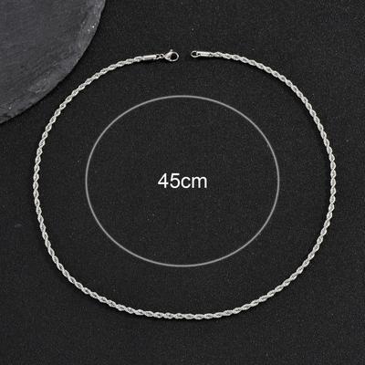 Catena a corda intrecciata europea e americana - Acciaio inossidabile elettroplaccato, 3 mm, colore preservato, stile hip-hop